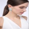 Met-edianger Clear Rhinestone Statement Earrings Retro Vintage Crystal Clip on Drop Dangle Earrings Non Pierced Earrings for Women view 3