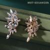 Met-edianger Clear Rhinestone Statement Earrings Retro Vintage Crystal Clip on Drop Dangle Earrings Non Pierced Earrings for Women view 4