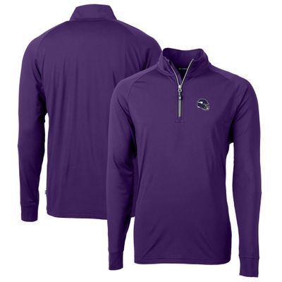 Cutter & Buck Men's Purple Minnesota Vikings Helmet Adapt Eco Knit Stretch Recycled Quarter-Zip Pullover Top