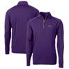 Cutter & Buck Men's Purple Minnesota Vikings Helmet Adapt Eco Knit Stretch Recycled Quarter-Zip Pullover Top view 1