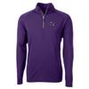 Cutter & Buck Men's Purple Minnesota Vikings Helmet Adapt Eco Knit Stretch Recycled Quarter-Zip Pullover Top view 2
