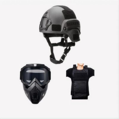Airsoft Paintball MICH Fast Helmet Black Adjustable Skull MaskLightweight Outdoor Activity Tactical Vest, Outdoor CS Game Tactical Gear