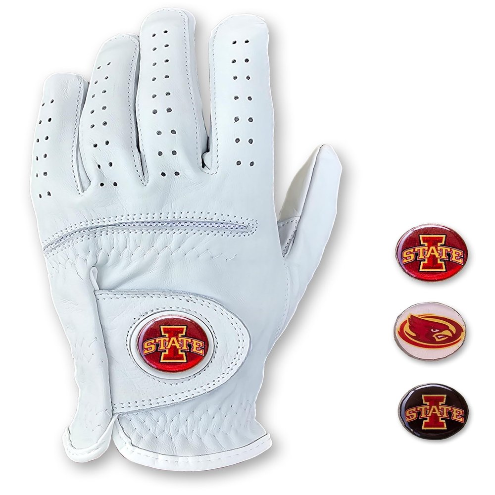 Scale Wear Iowa State Cyclones ISU Cabretta Leather Golf Gloves with 3 Magnetic Ball Markers. RH & LH Men's & Youth Boys Golf Gloves (Youth-L, Right (Fits Left Hand))