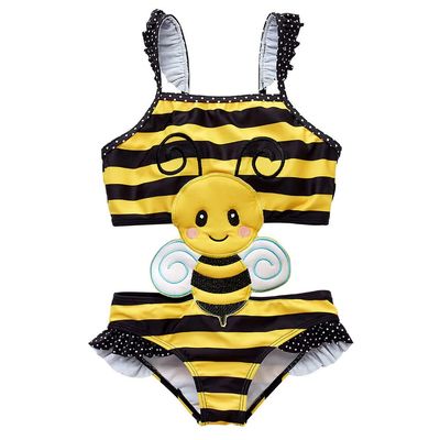 Grand Beauty Parlor Girls one Piece Swimsuit Available in Butterfly, bee, Dolphin, ice-Cream, Lady Bug Designs Bathing Suit Bee 12M