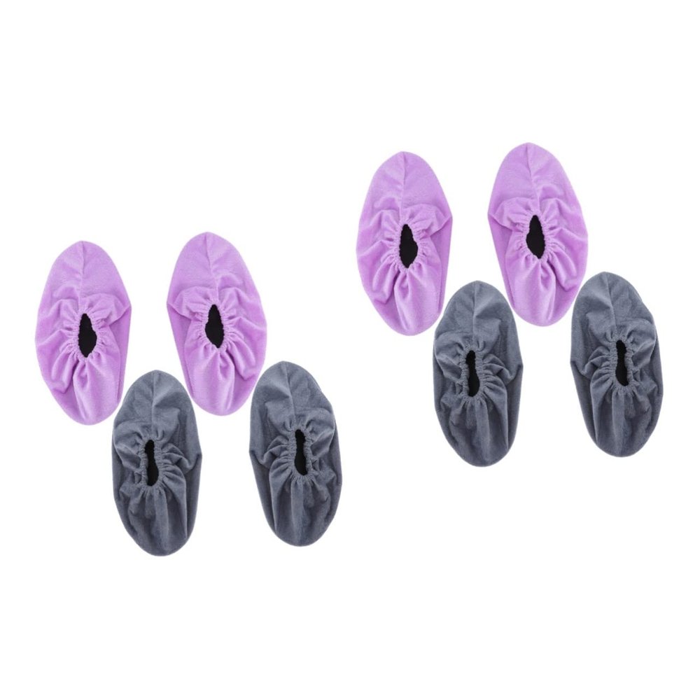 Garneck 4 Pairs Fleece Shoe Covers Shoes Cover Shoe Protector Covers Outdoor Shoe Cover Sneaker Shoe Covers Overshoe Non Shoe Cover Water Resistant Shoe Cover Child Non-slip Flannel Boots