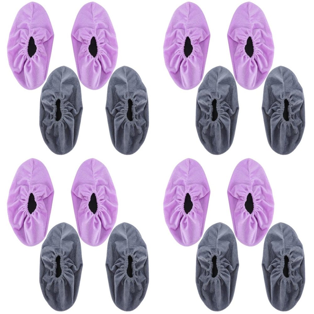 Garneck 8 Pairs Fleece Shoe Covers Bowling Supplies Bowling Shoe Covers Women Sneaker Outdoor Non Shoe Cover Boot Cover Overshoe Child Disposable Boots Flannel