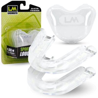 Loudmouth Sport Slim-Fit Boil & Bite Mouth Guard (2 Pack) Plus Mouthguard Case, Advanced Protection for All Contact Sports (Clear)