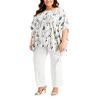 JM Collection Plus Size Printed Gauze Poncho Top Intrepid Blue 3X view 1