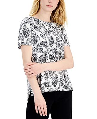Printed Crewneck T-Shirt Palm Bright White 2XL