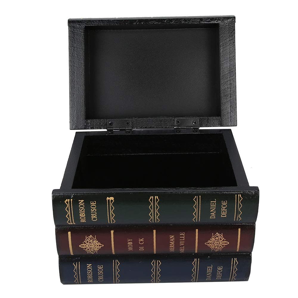 LYBLY Wood Decorative Book Box, Antique Book Jewelry Storage Case Jewelry Storage Case Packaging Study Book Ornament Home Decoration/575
