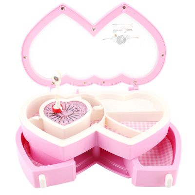LYBLY Heart Shape Musical Jewelry Box, Musical Jewelry Box for Girls Musical Jewelry Storage Box with Dancing Girl for Birthday Christmas/493 (Color : Pink)