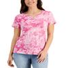 Karen S Denim Mask Split Neck Top Berry Ice XS view 1