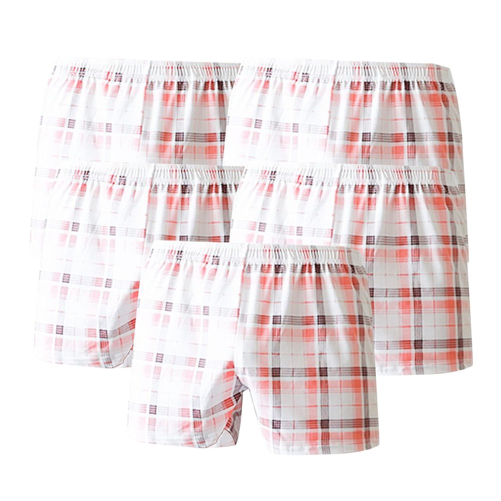 Maiyifu-GJ Men's Quick-Drying Loose Fit Underwear Breathable Large Size Trunks Printed Stylish Boxer Briefs (Red 5PC,X-Large)