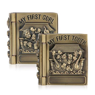 LYBLY 2Pcs Baby First Tooth Keepsake Box for Boys Girls, Vintage Book Trinket Boxes Exquisite Tooth Collection Case Small Jewelry Storage Box Craft Gift Ornament/559