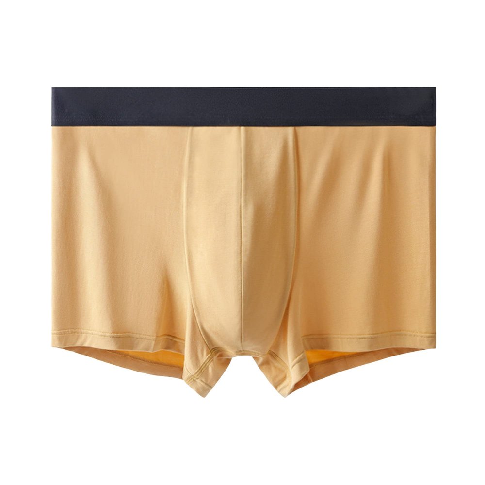Men's Traceless Modal Underwear Cooling Cozy Trunks Breathable Solid Colour Boxer Briefs (Yellow 1PC,X-Large)