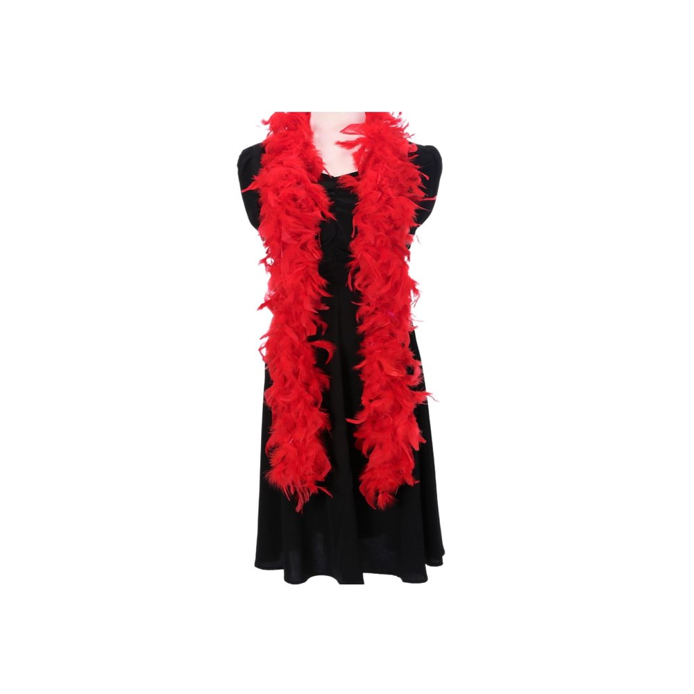 Ray Feather Red Chandelle Feather boas, 45g 6.6ft for Party Dancing Wedding Decoration Halloween Christmas Costume Dress Up (Red)