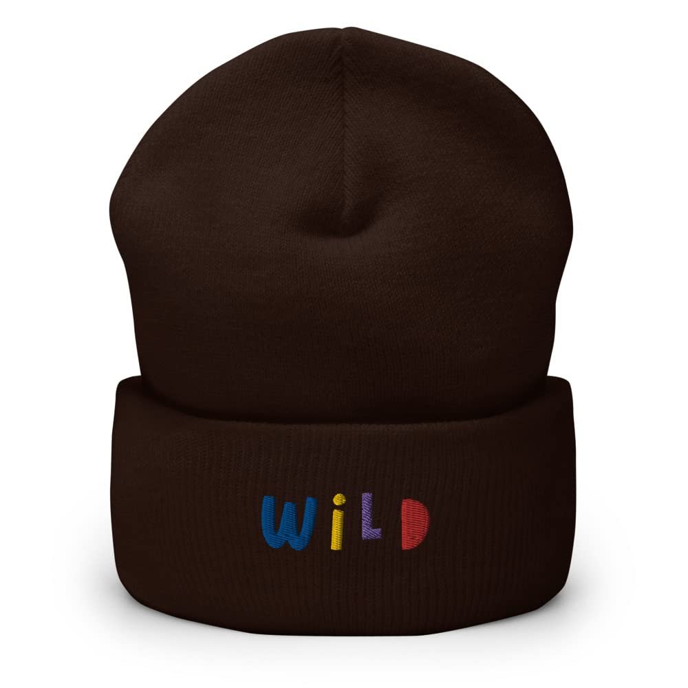 Baddie Wild Embroidered Cuffed Beanie Brown
