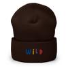 Baddie Wild Embroidered Cuffed Beanie Brown view 1