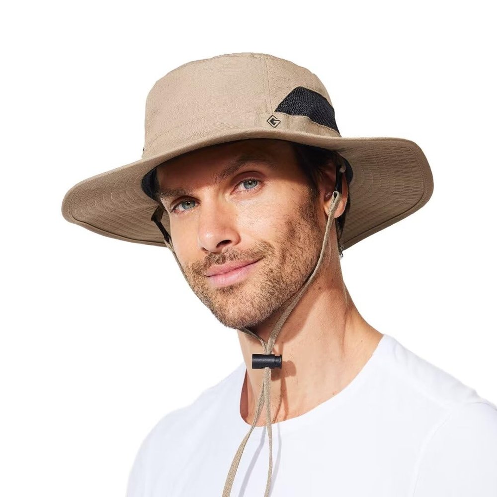 G GIEPHT Fishing Hat for Mens Womens Sun Hat Wide Brim Bucket Hat SPF UV UPF Protection Large Small Size Mesh Breathable Vented Summer for Beach Hiking Safari Golf Outdoor Gardening