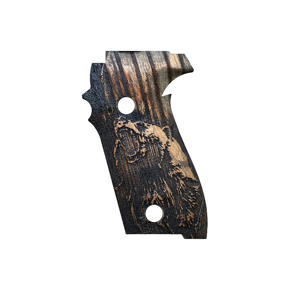 Tactical Mak Grips P 228 / P229 Grip Black Gun Grips Natural Wood Grip 3D Texture with German Silver Carving Perfect for Your Holster Weapon Speed and Accuracy and Design (Vari 1)