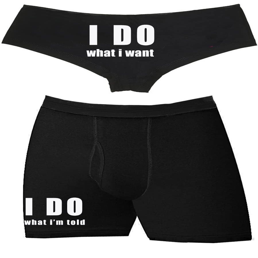 His I Do What I'm Told Matching Couples Underwear Black Large