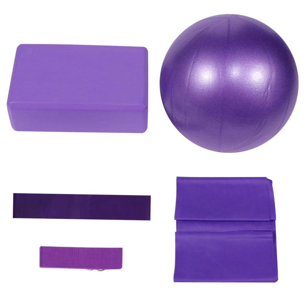 BESPORTBLE 5pcs Exercise Fitness Foam Block Yoga Bricks Blocks Home Fitness Yoga Ball Home Ball Gym Balance Elastic Band Sports Purple Pilates Set s