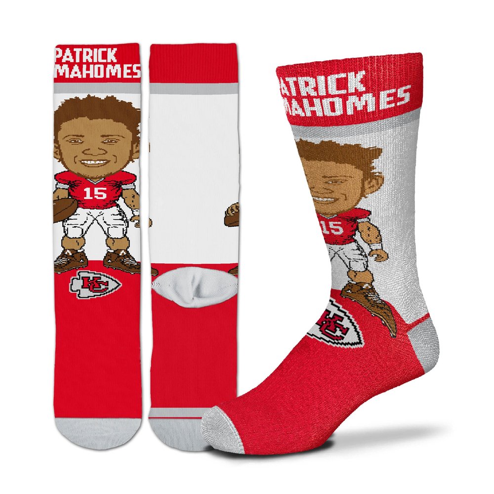 FBF - Kansas City Chiefs NFL Player # Youth Size Kids Crew Socks Approx. 4-8 years old - Patrick Mahomes #15