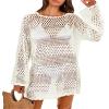 ANRABESS Women Swimsuit Crochet Swim Cover Up 2026 Summer Bathing Suit Swimwear Mesh Knit Beach Dress Vacation Outfits Cream White XX-Large view 1