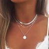 Lirgoriy Multi-layered Snake Chain Necklace for Women Silver Coin Pendant Choker Necklace Metal Bead Chain with Dainty Boho Choker Body Jewelry for Womens (silver-coin) view 4