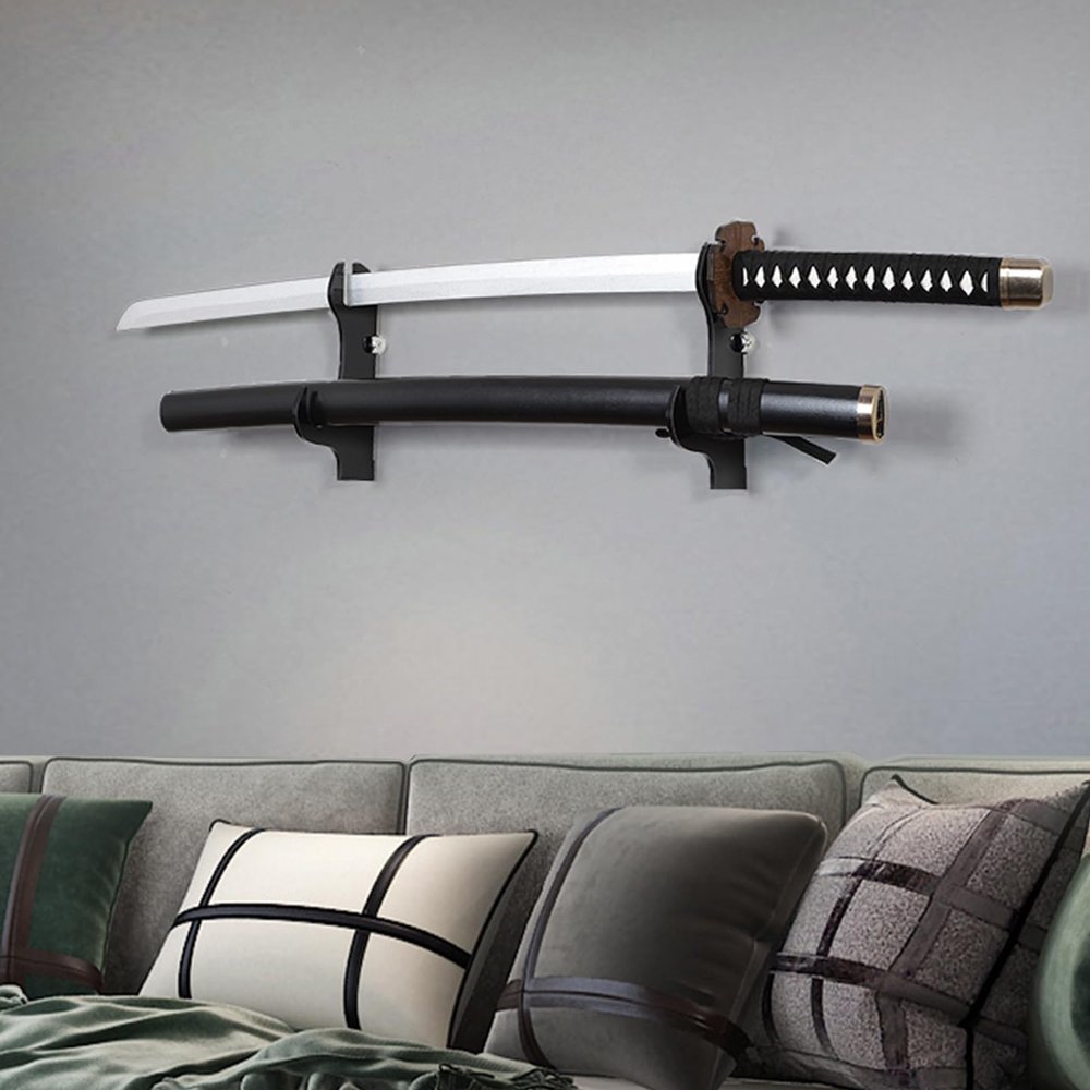 BYTOTU Samurai Sword wall mount-katana stand mount-blacksword mount display-samurai 2 tier-sword mount-Martial Arts Swords display- Plexiglass - (Swords Not Included)