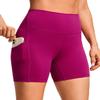 CRZ YOGA Butterluxe Biker Shorts Pockets 5" - High Waisted Volleyball Workout Athletic Yoga Womens Magenta Purple Large view 1
