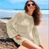 ANRABESS Women Swimsuit Crochet Swim Cover Up 2026 Summer Bathing Suit Swimwear Mesh Knit Beach Dress Vacation Outfits Beige XX-Large view 4