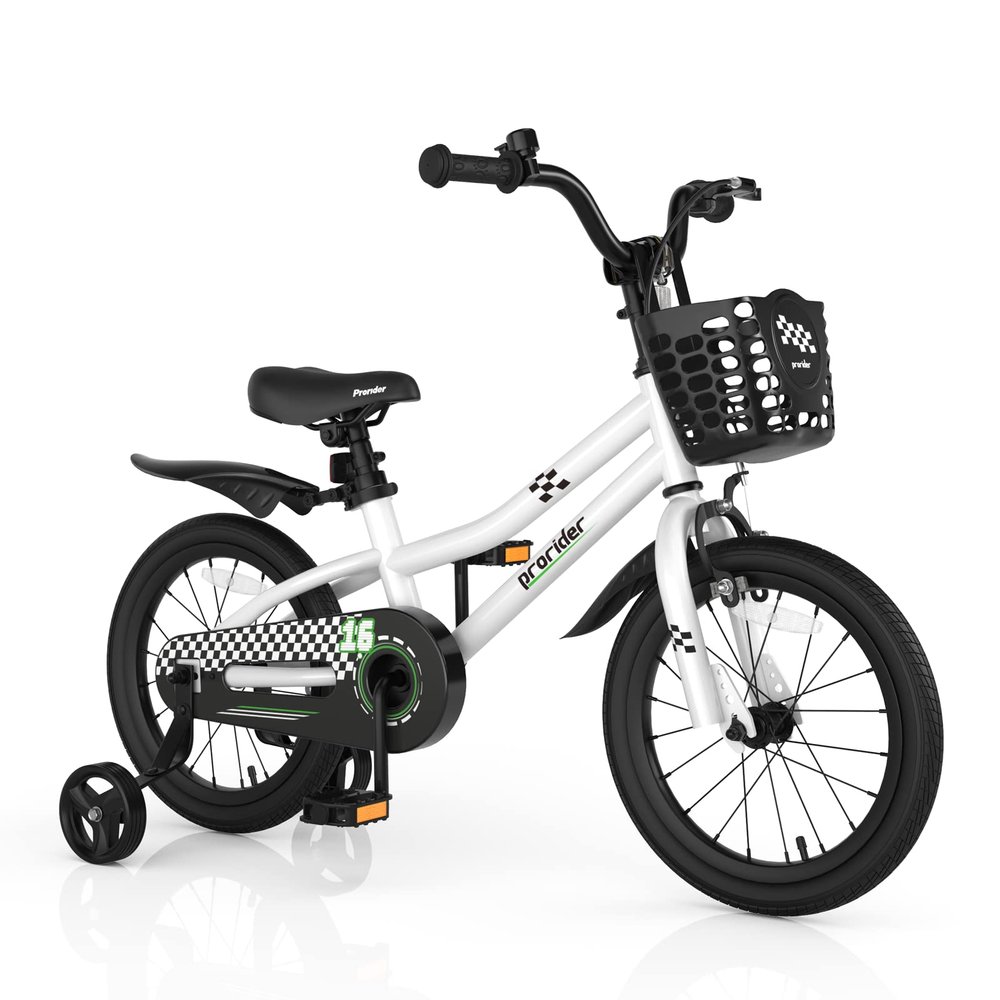 BABY JOY Kids Bike, 16 Inch Children Bikes for Boys Girls Age 4-7 Years w/Training Wheels, Handbrake, Coaster Brake & Removable Basket, Kids Bicycle of Multiple Colors