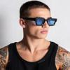 AIEYEZO Square Sunglasses for Women Men Square Thick Frame Sun Glasses Simple Designer Style Shades (Black/Grey + Black/Blue) view 3