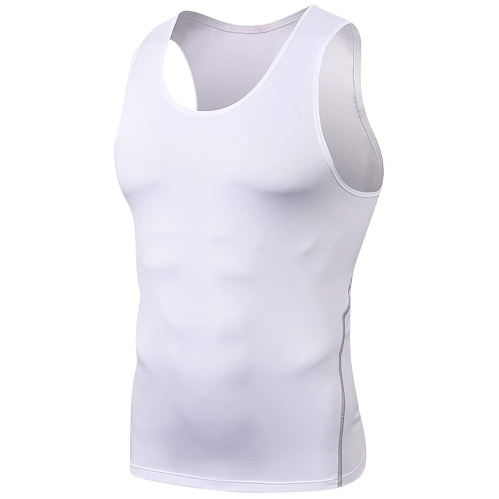 Sleeveless Shirts For Men, Men's Athletic Shirts & Tees Men Undershirts Tank Top Mens Muscle Tank Shirts Quick Drying Compression Shirt Slimming Body Shaper Vest Workout Tank Tops (3XL, White-1)