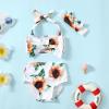 ZFZDRen 0M-3T Infant Girl Bikini Set Baby Girls Bowknot Swimwear Toddler Girl 3 Piece Bathing Suit Beach Swimsuit (12-18 Months, White-Sunflower) view 2