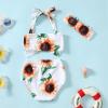 ZFZDRen 0M-3T Infant Girl Bikini Set Baby Girls Bowknot Swimwear Toddler Girl 3 Piece Bathing Suit Beach Swimsuit (12-18 Months, White-Sunflower) view 3