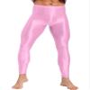 Hularka Men's Oil Shiny Compression Pants Nylon Stretchy Smooth Gym Workout Leggings Tights Pink Large view 4