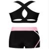 dPois Kids Girls 2 Pieces Dance Outfit Gymnastics Crop Tank Sleeveless Shiny Tops Sport Bra and Shorts Set Tracksuit Black&Pink 4 Years view 2