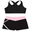 dPois Kids Girls 2 Pieces Dance Outfit Gymnastics Crop Tank Sleeveless Shiny Tops Sport Bra and Shorts Set Tracksuit Black&Pink 4 Years view 3