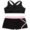 dPois Kids Girls 2 Pieces Dance Outfit Gymnastics Crop Tank Sleeveless Shiny Tops Sport Bra and Shorts Set Tracksuit Black&Pink 4 Years view 4