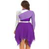 JEEYJOO JEYPINMI Women's Praise Liturgical Dance Dress High Low Chiffon Worship Metallic Color Block Costume Chiffon_Purple Large view 2