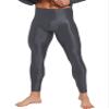 Vxuxlje Men's Oil Glossy Compression Pants Leggings Shiny Stretchy Workout Sports Tights Trousers Dark Grey X-Large view 3