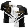 Personalized Yin Yang Design Soccer Team Uniforms, Custom Scratch Adult Soccer Jerseys Printed Name Number Team Logo - Athletic Football Practice Shirts Shorts Set for Men Boys Teens Black and Gold view 2