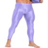 Vxuxlje Men's Oil Glossy Compression Pants Leggings Shiny Stretchy Workout Sports Tights Trousers Light Purple X-Large view 2