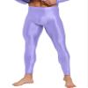 Vxuxlje Men's Oil Glossy Compression Pants Leggings Shiny Stretchy Workout Sports Tights Trousers Light Purple X-Large view 3
