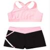 dPois Kids Girls 2 Pieces Dance Outfit Gymnastics Crop Tank Sleeveless Shiny Tops Sport Bra and Shorts Set Tracksuit Pink 12 Years view 3