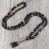 108 Natural Stone Agate Black Onyx Beads Bracelet Necklace Men Necklace Women Malachite,Black Striped view 1