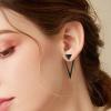 REELMAR Black Triangle Earrings for Women Geometric Ear Jacket Earrings Front and Back Triangle Stud Earrings Stainless Steel Gothic Punk Earrings Jewelry (Black) view 2