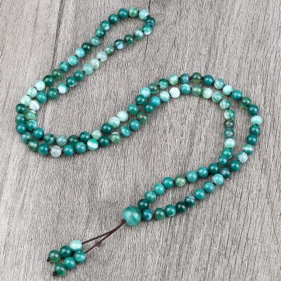 108 Natural Stone Agate Black Onyx Beads Bracelet Necklace Men Necklace Women Malachite,Green Striped